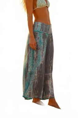 NEW MALIBUTIQUE high waters wide leg crop pants in turquoise